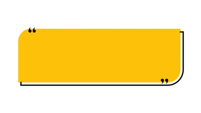 Bright yellow rectangular quote bubble with quotation marks for highlighting important text or social media