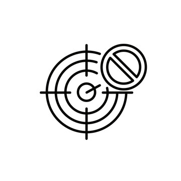 Off target or canceled goal line icon isolated on white.
