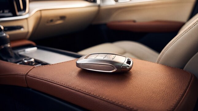 modern car interior, key car keys on the door, 8k image