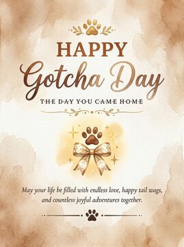 Happy Gotcha Day Greeting Card With Paw Print Design