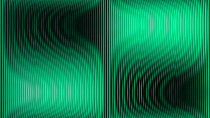 Abstract emerald green flowing vertical wave lines on a dark background, luminous geometric texture...