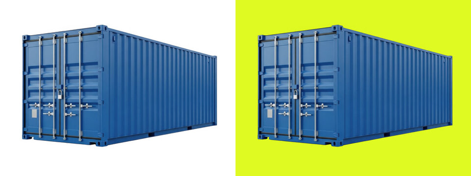 Blue industrial metal cargo shipping container