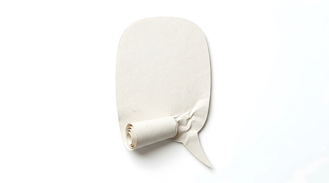 Rolled paper speech bubble icon isolated on white background with paper roll