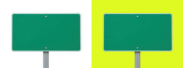 Blank rectangular green road sign on background © Md