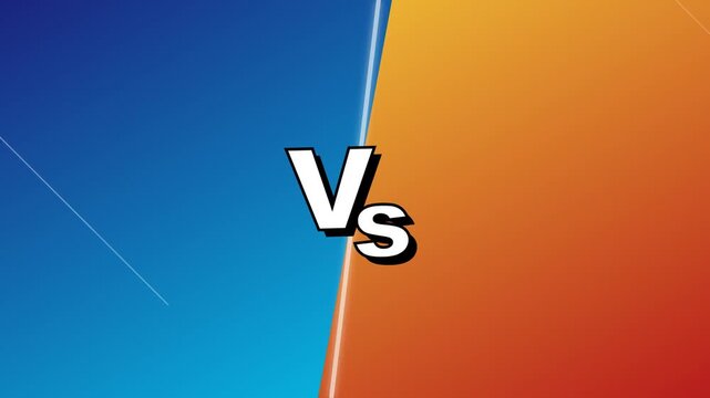 Versus VS Screen Background with Blue and Orange Split Design for Battle, Competition and Contest