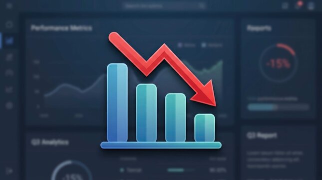Declining financial chart illustrating market downturn and economic recession concepts