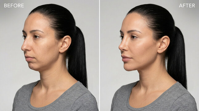 Before and After Cosmetic Procedure: Chin and Jawline Enhancement