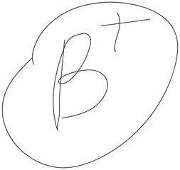Charcoal Hand-Drawn B Plus Grade Mark with Circle Transparent PNG © Hela