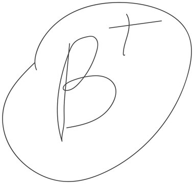Charcoal Hand-Drawn B Plus Grade Mark with Circle Transparent PNG