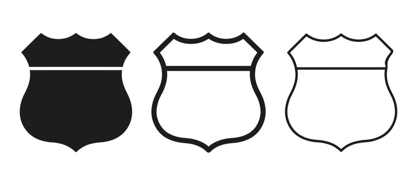Set of highway sign icons in different styles blank us route shield road sign silhouettes vector illustration