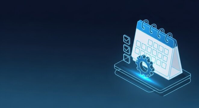 Digital Calendar with To-Do List and Gears for Project Management and Planning