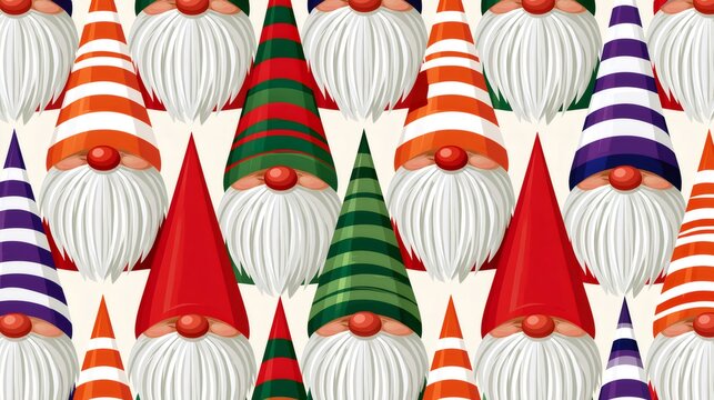 Christmas gnomes pattern celebrating winter holidays and traditions