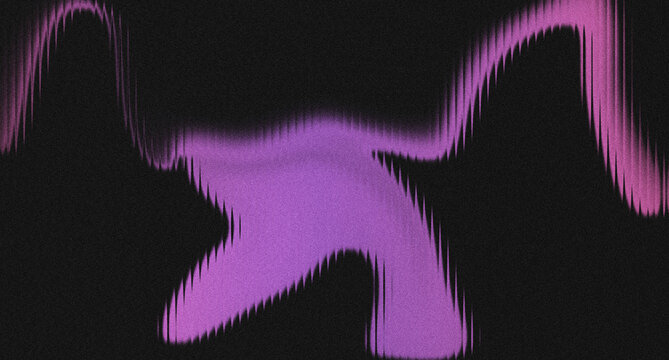 Purple glowing abstract wave on dark grainy noise background with jagged flowing curves, vivid luminous texture and dramatic contrast. 