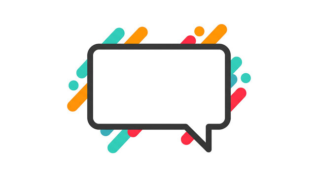 Speech bubble icon with colorful abstract geometric background design element