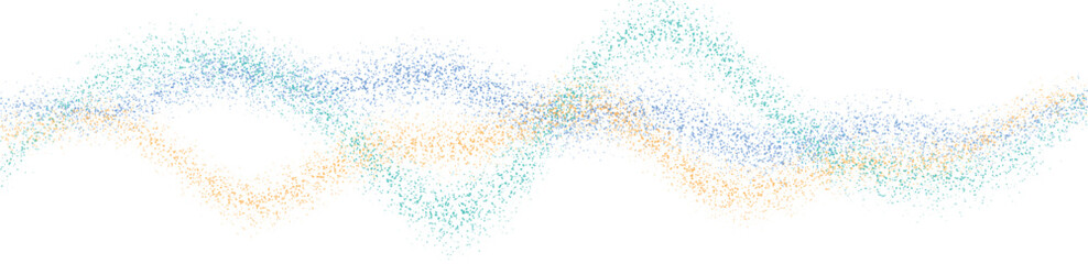 Obraz premium Abstract wavy lines formed by small colorful particles against a white background