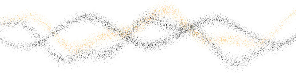 Fototapeta premium Intertwining waves of dots in orange and black colors