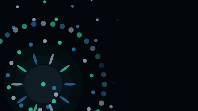 Neural node spiral loop with copy space on the right, dark background