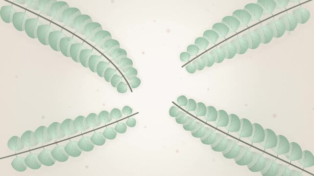 Green fern leaf botanical pattern repeating on beige background