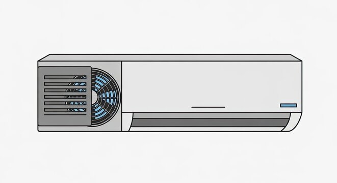 Wall mounted split system air conditioner unit vector illustration