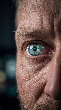 Mature Scandinavian professional analyzing high tech computer vision feed
