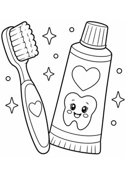 vector illustration of a toothbrush and toothpaste