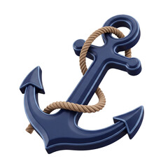Anchor 3D Navy Blue with Rope © Vino Creative Stock