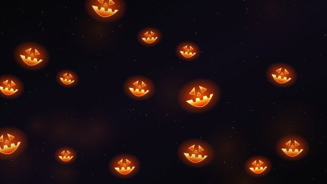 Spooky Halloween Glowing Jack O Lantern Pumpkin Sunset Orange backgrou