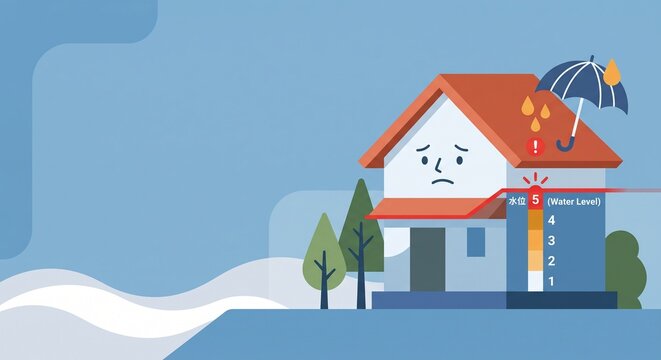 大雨で住宅が危険なイメージ