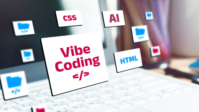Vibe coding with focus on programming languages and tools displayed on a laptop screen