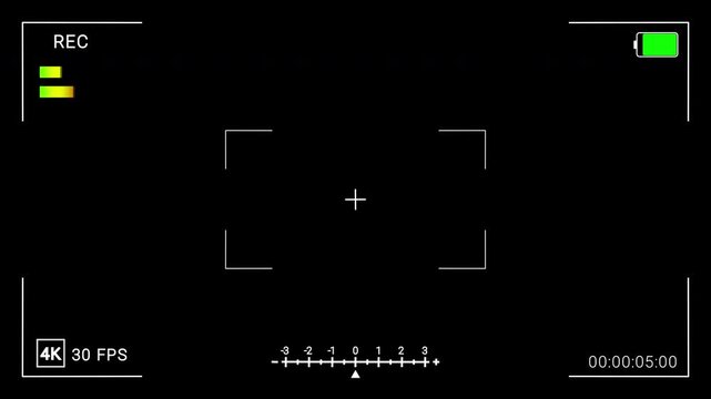 Camera recording screen overlay with Alpha Channel, 4K camcorder interface for video cameras. 
