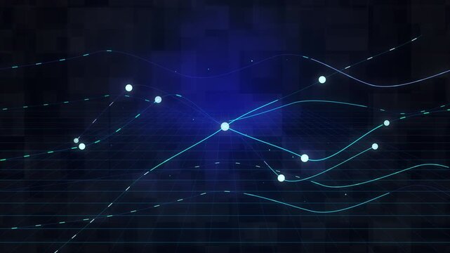 Abstract digital data flow background with glowing particles, big data visualization, technology concept