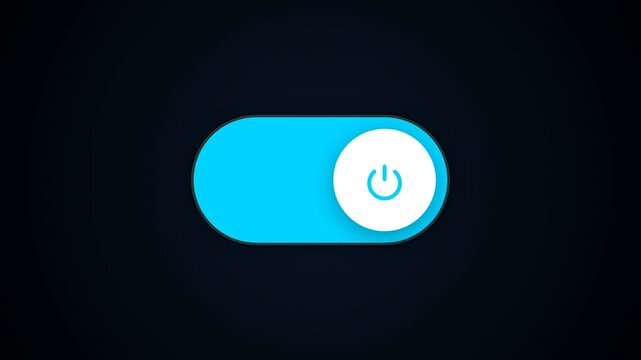 Blue toggle switch icon on dark background with power symbol