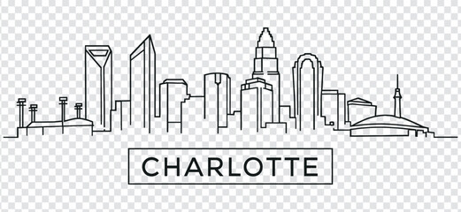 Obraz premium Charlotte north carolina city skyline linear vector illustration