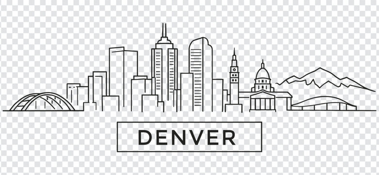 Denver city skyline linear illustration