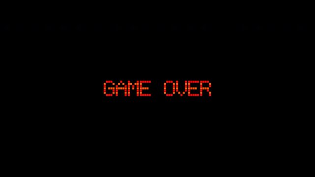 Game over red pixel text flashing on black background