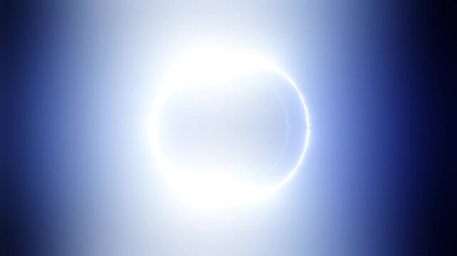 Blue Neon Magnetic Sphere With Glowing Orbital Rings Loop,   Blue Plasma Energy Orb Animation On Black Background