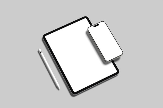 iPad and iPhone Blank Mockup 3D Rendering