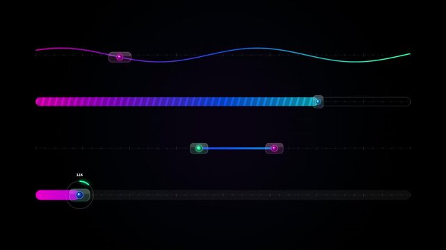Futuristic Digital Loading Interface Animation with Gradient Progress Bars and Data Percentage Rea