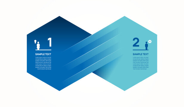2 Step Business Infographic Hexagonal Infinity Loop, Synergy and Connection Diagram Workflow Template Vector