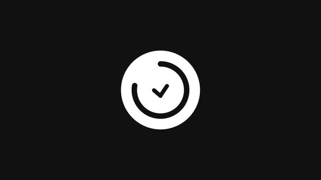 Minimalist White Circular Checkmark Icon for Success and Completion Status on Black Background
