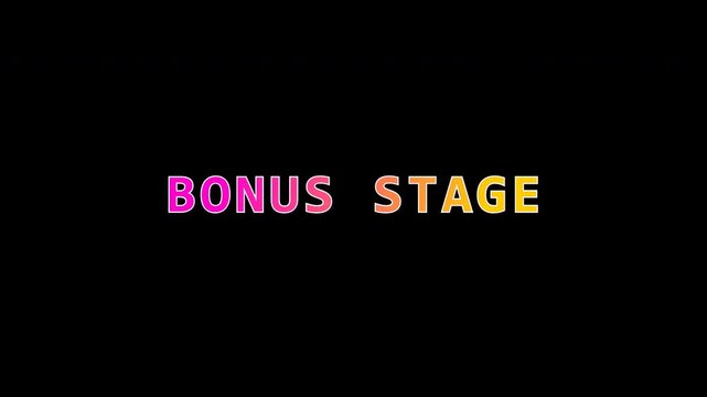 Bonus stage retro arcade gaming text on black background