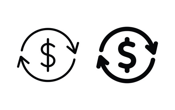 Dollar Currency exchange icon representing foreign exchange, money transfer, financial transactions, banking, investment, currency conversion, and global commerce