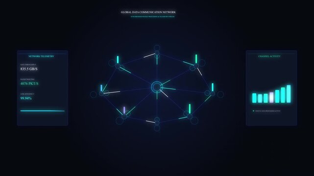 Digital data visualization network connections, computer code, and network data flows
