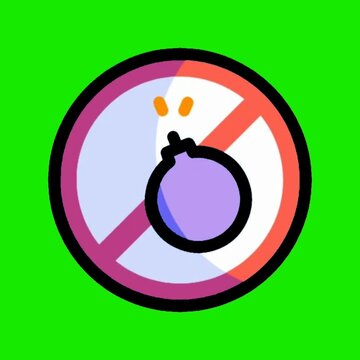No Bomb Sign, Prohibited Animated Icon Green Screen, Animated prohibition sign with crossed-out bomb, flat design animated icon, green screen background, loop, explosive and danger ban sym