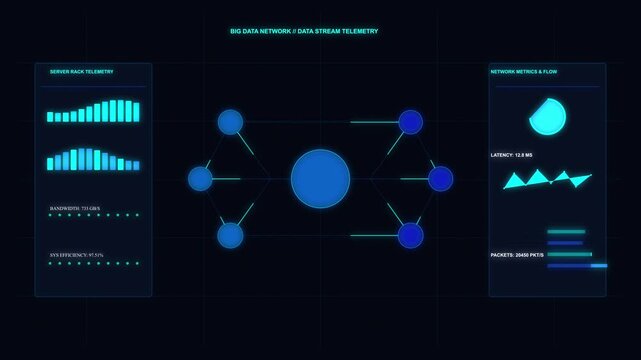 Data visualization with interconnected nodes, graphs and computer code, digital communication concept