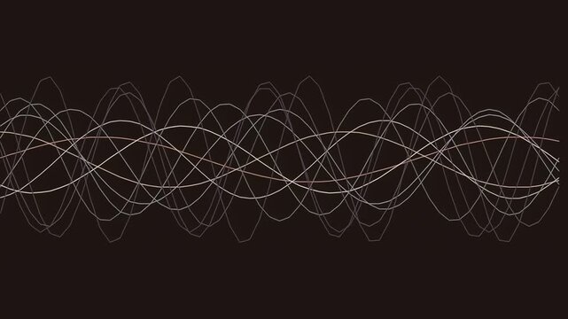 Monochrome Sine Wave Lines, Abstract Frequency and Sound Motion Background