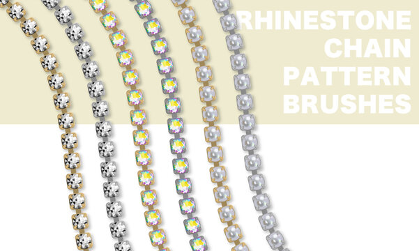 Realistic Rhinestone Cup Chain Pattern Brushes
