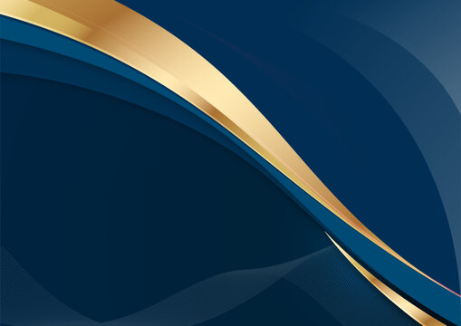 luxury business certificate background vector design, navy blue gold wave