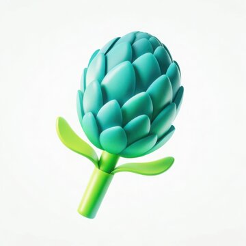 Fresh green artichoke vegetable with leaves isolated on a simple design