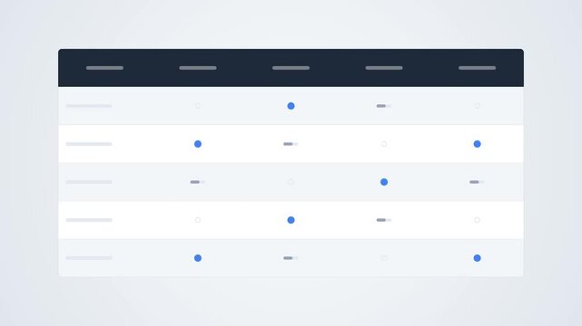 Animated Data Table Filling Up with Information in a Modern User Interface Motion Graphic